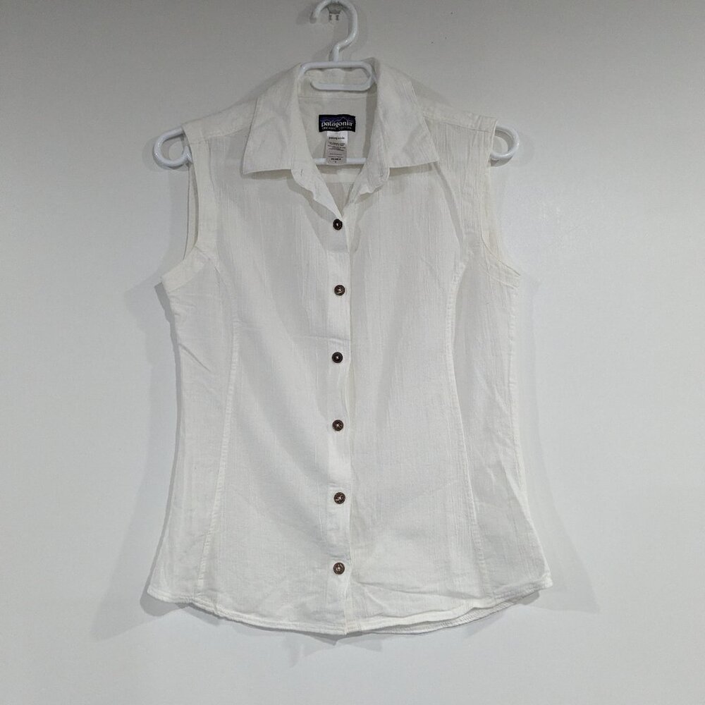 Patagonia Sleeveless Crinkle Blouse Cream White Size 4